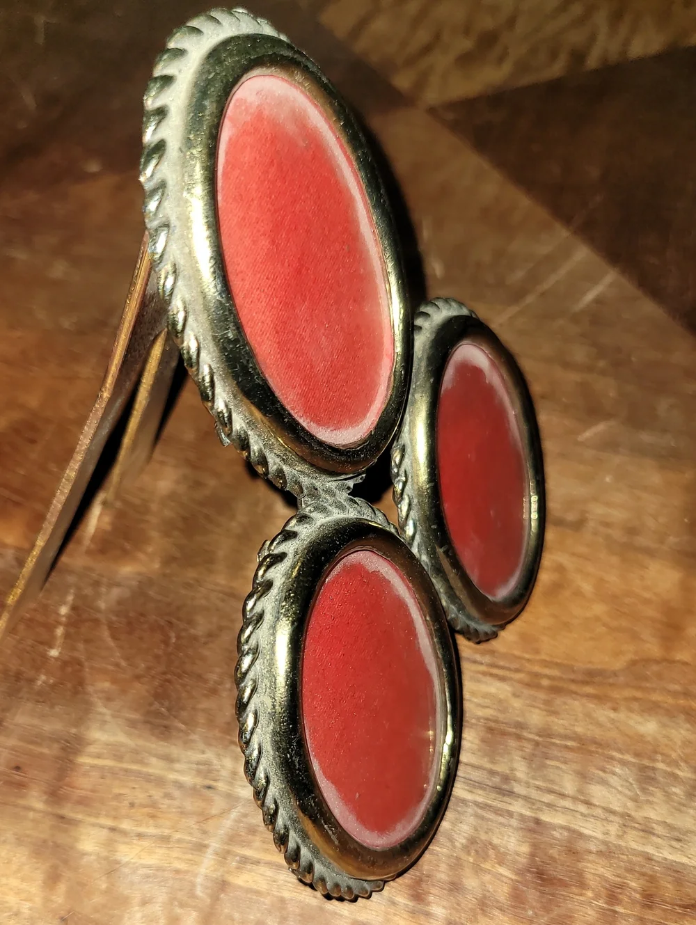 VTG Levi Originals Brass Triple Oval Picture Frame Hollywood Regency 1960s